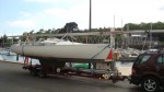 A Beneteaux First class 8 yacht, loaded in Brittany,France and towed back to Thornham Marina